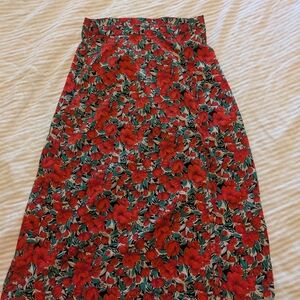 Floral Red and Green Women's Skirt